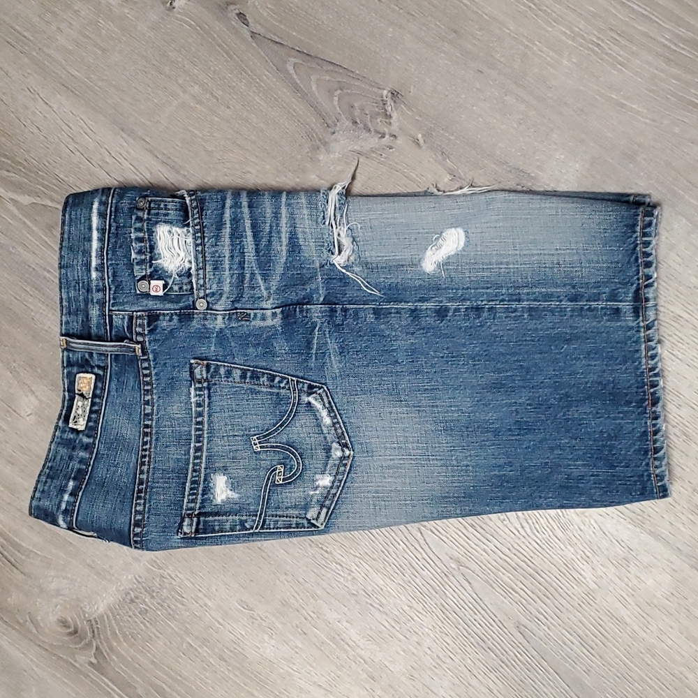 AG Adriano Goldschmied distressed blue cotton Jeans shorts size 27R - Picture 3 of 12